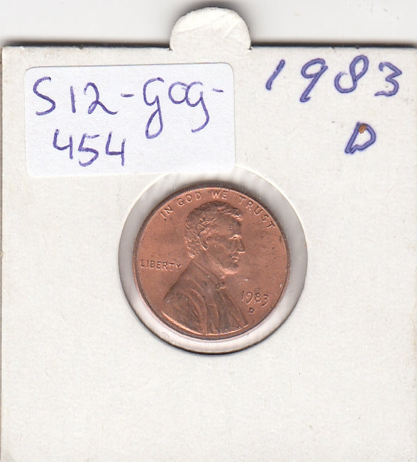 S12-G09-0454 Verenigde Staten 1 cent 1983 D KM# 201b XF Lincoln Cent