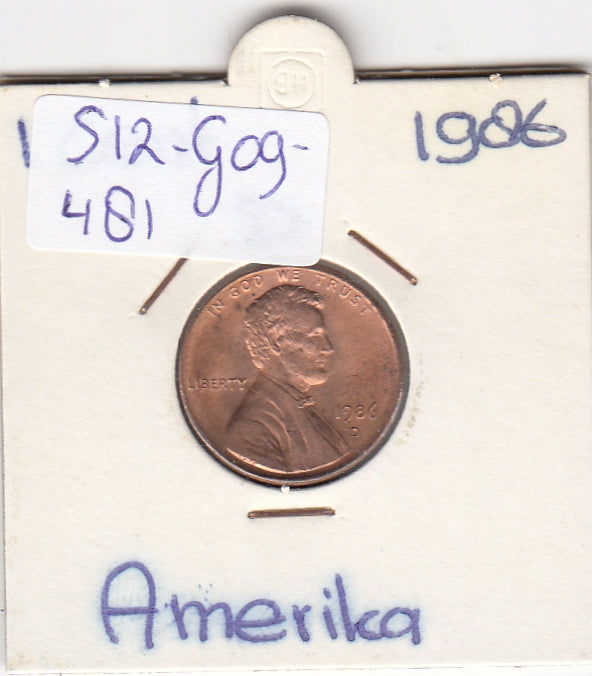 S12-G09-0481 Verenigde Staten 1 cent 1986 D KM# 201b Zf Lincoln Cent