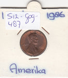 S12-G09-0487 Verenigde Staten 1 cent 1986  KM# 201b XF Lincoln Cent