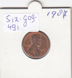 S12-G09-0491 Verenigde Staten 1 cent 1987  KM# 201b XF Lincoln Cent