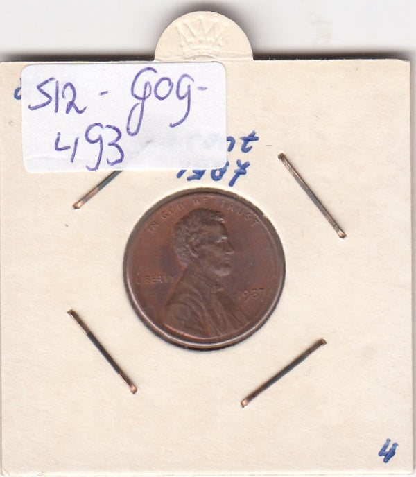 S12-G09-0493 United States 1 cent 1987 KM# 201b XF Lincoln Cent