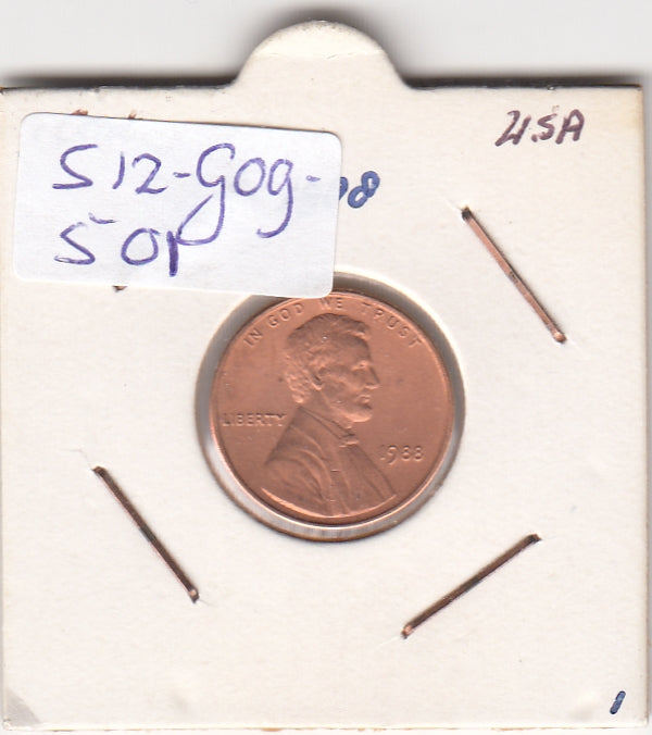 S12-G09-0501 Verenigde Staten 1 cent 1988 KM# 201b ZFR Lincoln Cent