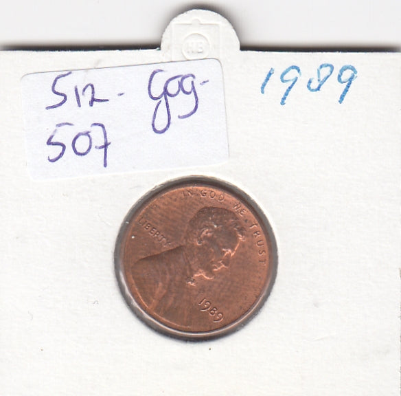 S12-G09-0507 Verenigde Staten 1 cent 1989  KM# 201b UNC Lincoln Cent