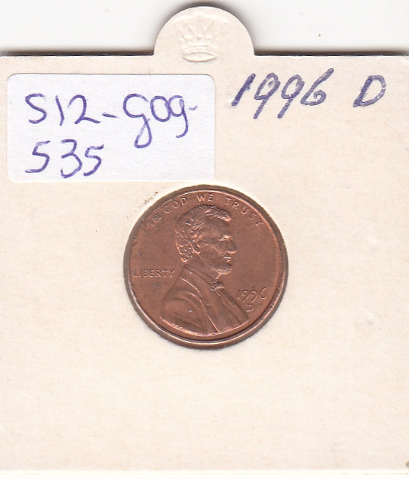 S12-G09-0535 Verenigde Staten 1 cent 1996 D KM# 201b UNC Lincoln Cent