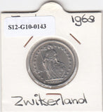 S12-G10-0143 Switzerland 1 franc 1968 B XF KM# 24a