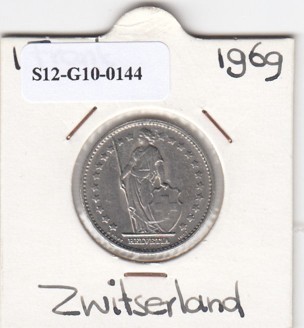 S12-G10-0144 Switzerland 1 franc 1969  XF KM# 24a