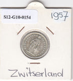 S12-G10-0154 Zwitserland 1/2 frank 1957 ZD KM# 23 zilver