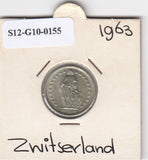 S12-G10-0155 Zwitserland 1/2 franc 1963 XF KM# 23 zilver
