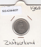 S12-G10-0157 Switzerland 1/2 franc 1968 B VF KM# 23a
