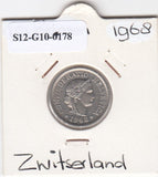 S12-G10-0178 Zwitserland 10 rappen 1968 ZFR KM# 27