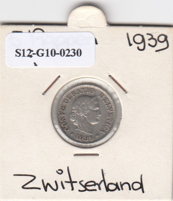 S12-G10-0230 Switzerland 5 rappen 1939  VF KM# 26b