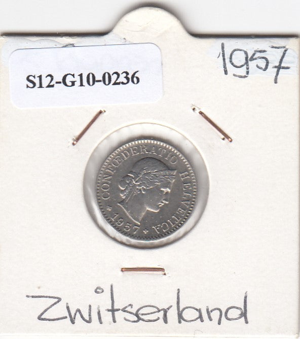 S12-G10-0236 Zwitserland 5 rappen 1957 VF KM# 26
