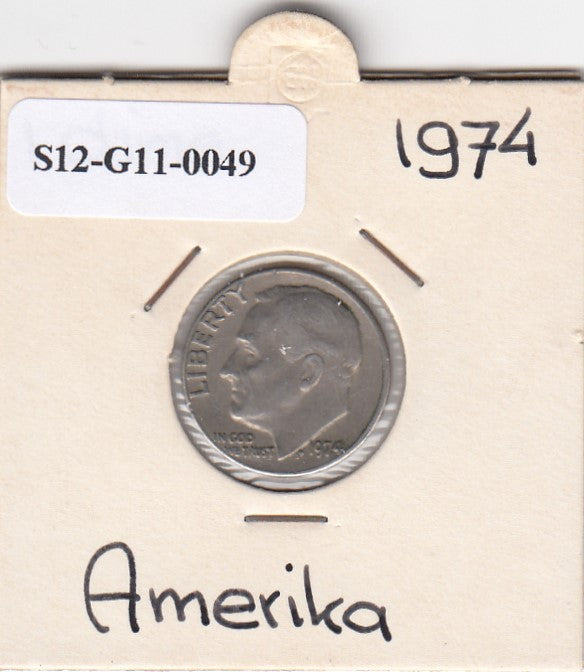 S12-G11-0049 Verenigde Staten Dubbeltje 1974   VF KM195A