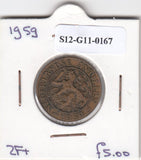 S12-G11-0167 Antillen 2 1/2 cent 1959  VF KM5