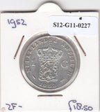 S12-G11-0227 Antillen 1 gulden 1952  VF KM2 zilver
