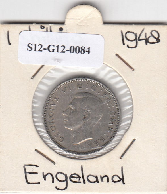 S12-G12-0084 Verenigd Koninkrijk 1 shilling 1948  VF KM# 863 Engels wapen, leeuw staat bovenop de kroon