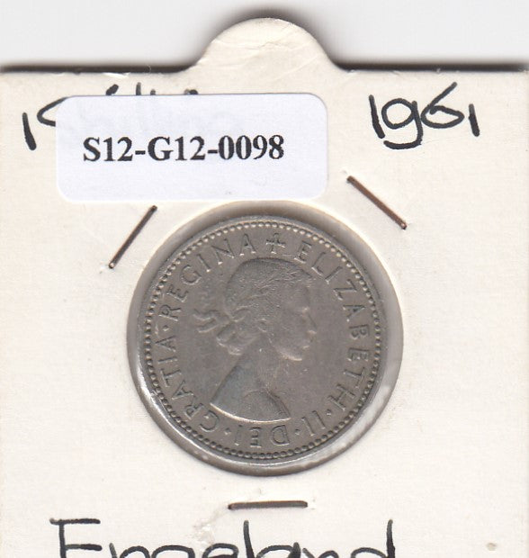 S12-G12-0098 Verenigd Koninkrijk 1 shilling 1961  VF KM# 904 English arms, three lions on crowned shield