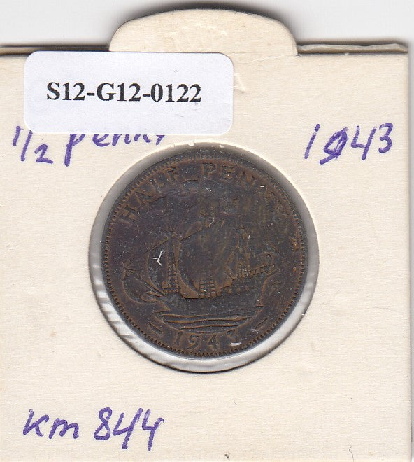 S12-G12-0122 Verenigd Koninkrijk ½ penny 1943 ZFF KM# 844