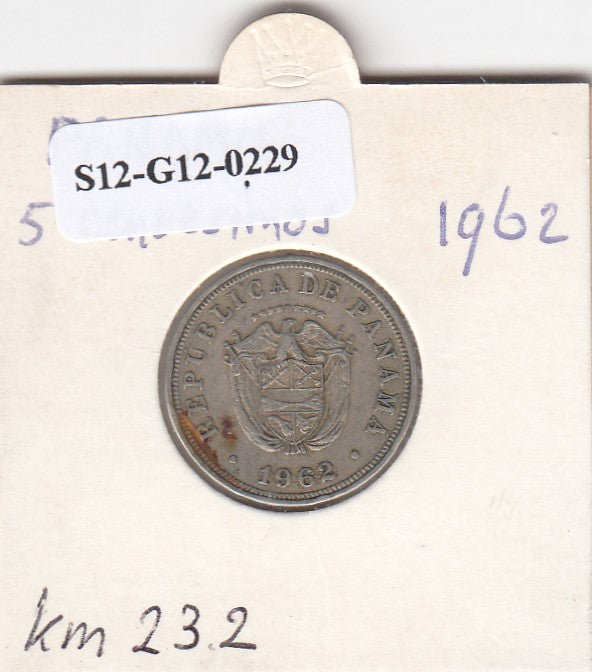 S12-G12-0229 Panama 5 centesimos 1962  VF KM23