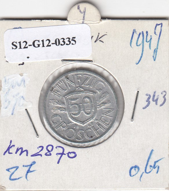 S12-G12-0335 Oostenrijk 50 groschen 1947  VF KM2870