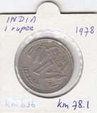 S12-G12-0478 India 1 ruppee 1978 B VF KM78.1