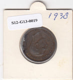S12-G13-0019 Verenigd Koninkrijk ½ penny 1938  VF KM# 844