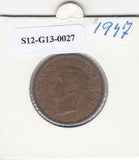 S12-G13-0027 Verenigd Koninkrijk ½ penny 1947  VF KM# 844