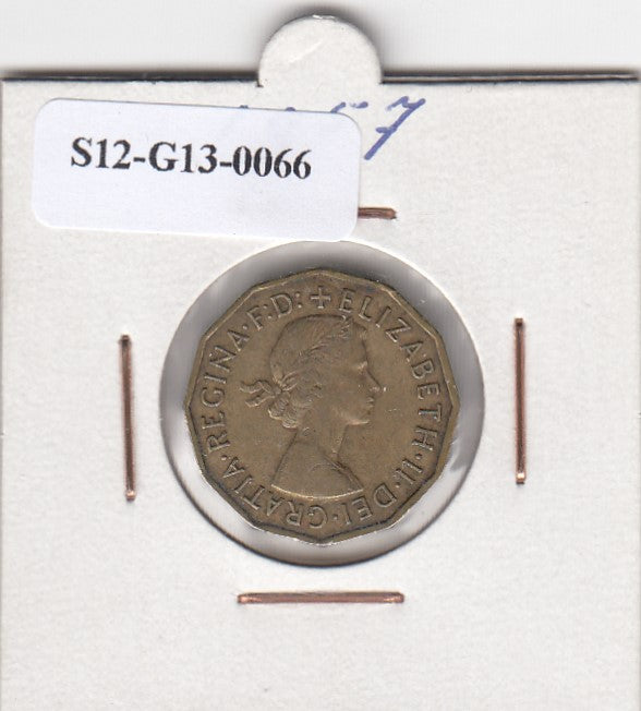 S12-G13-0066 Verenigd Koninkrijk 3 pence 1957  VF KM# 900