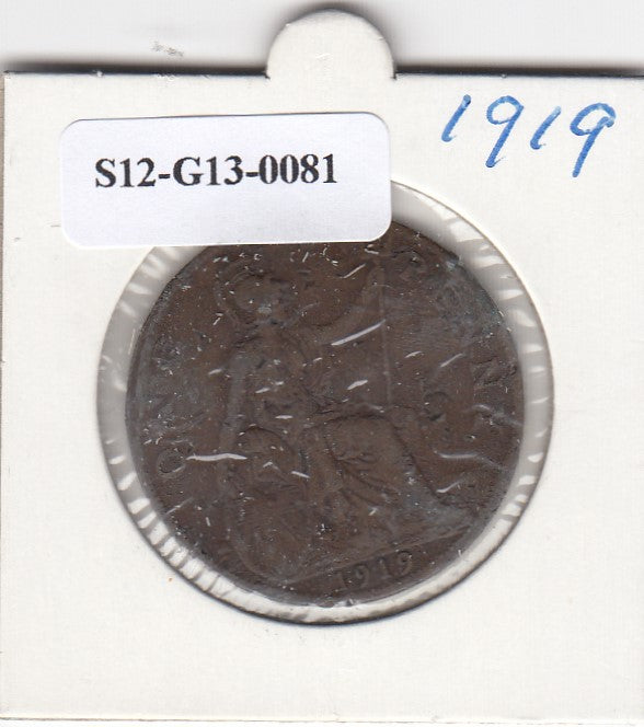 S12-G13-0081 United Kingdom 1 penny 1919  VF KM# 810