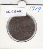 S12-G13-0081 United Kingdom 1 penny 1919  VF KM# 810