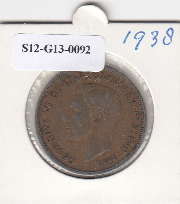 S12-G13-0092 Verenigd Koninkrijk 1 penny 1938  VF KM# 845