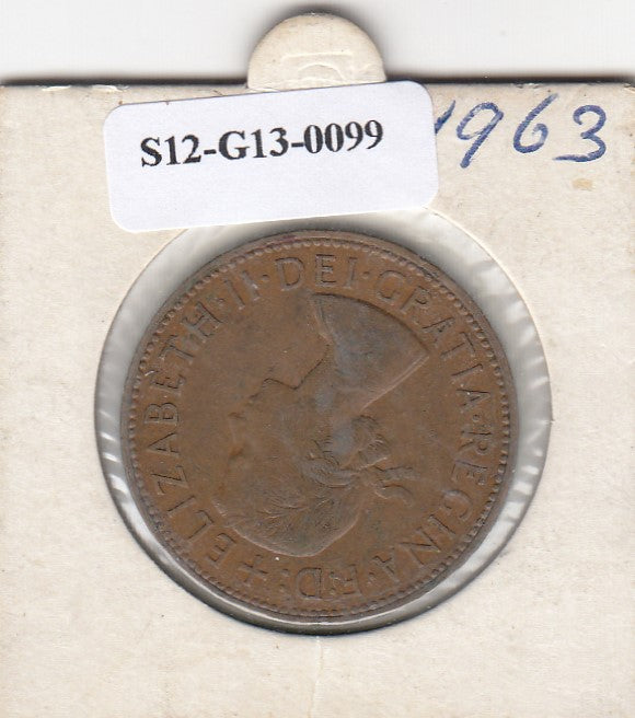 S12-G13-0099 Verenigd Koninkrijk 1 penny 1963 Zeer Fraai KM# 897