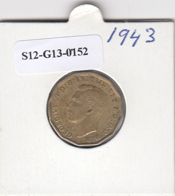 S12-G13-0152 Verenigd Koninkrijk 3 pence 1943  VF KM# 849
