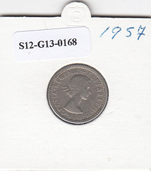 S12-G13-0168 Verenigd Koninkrijk 6 pence 1957  VF KM# 903