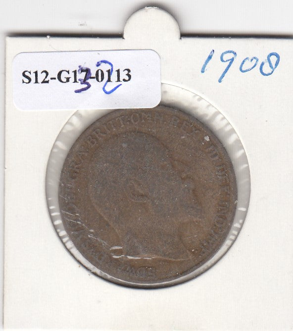 S12-G13-0213 United Kingdom 1 penny 1908  FI/VF KM# 794