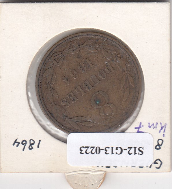 S12-G13-0223 Guernsey 8 doubles 1864  VF KM7