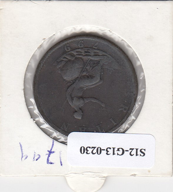 S12-G13-0230 UK 1/2 penny 1799  FI/VF KM647