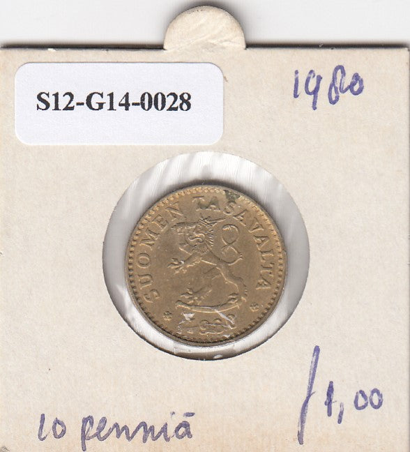 S12-G14-0028 Finland 10 pennia 1980 K VF KM46