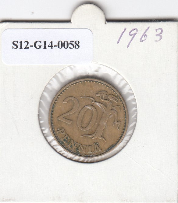S12-G14-0058 Finland 20 pennia 1963 S VF KM47