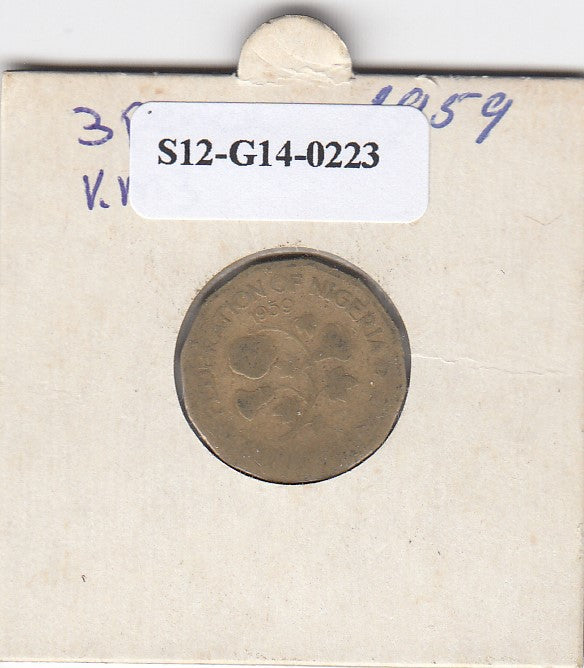 S12-G14-0223 Nigeria 3 shiliing 1959   FI- KM3