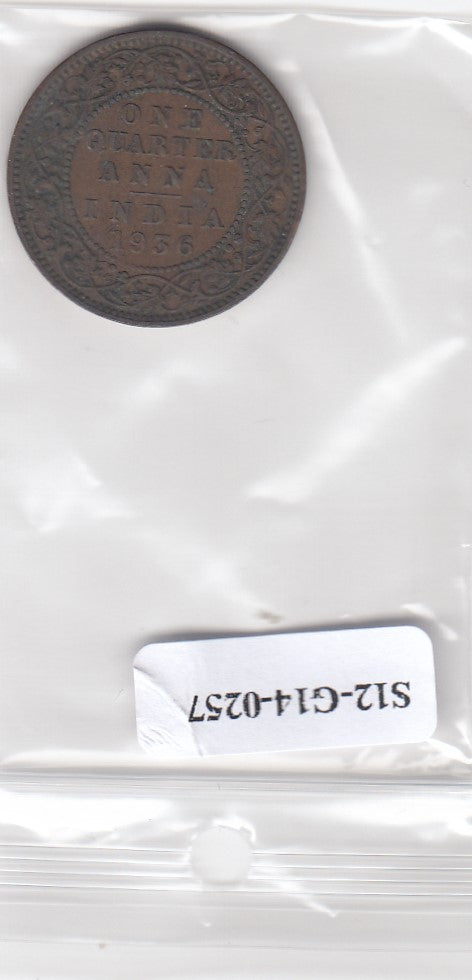 S12-G14-0257 India 1/4 anna 1936   VF KM512