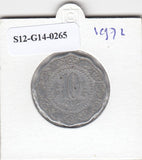 S12-G14-0265 India 10 paise 1972 calcutta FI/VF KM27