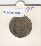 S12-G16-0092 Frankrijk 2 franc 1933  VF KM886