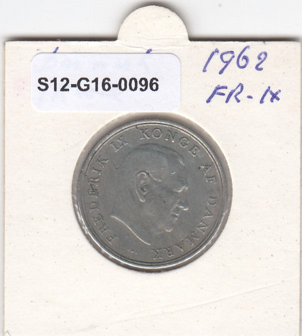 S12-G16-0096 Denemarken 1 krone 1962  VF KM# 851