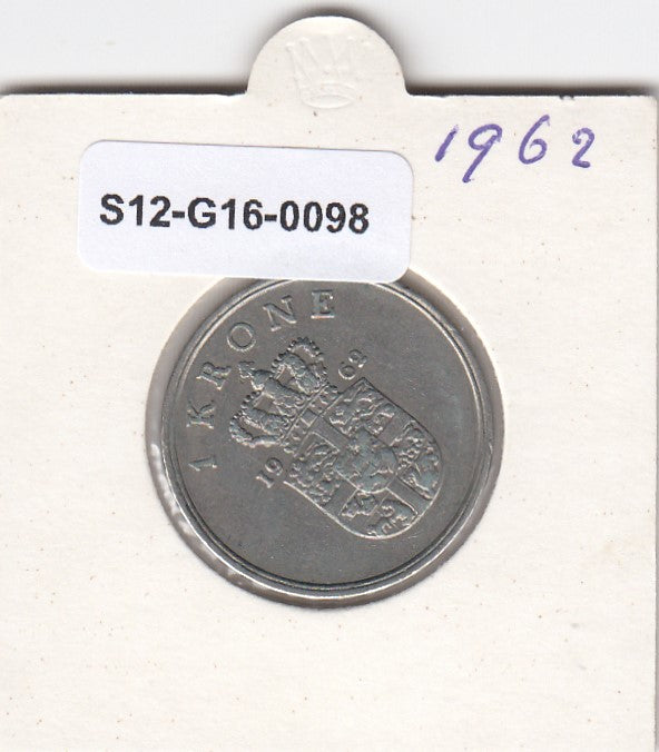 S12-G16-0098 Denmark 1 kroon 1962 ZFL KM# 851