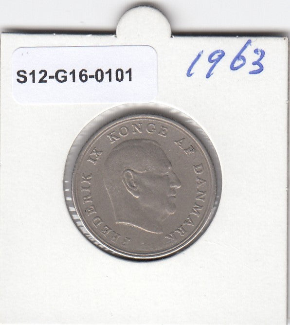 S12-G16-0101 Denemarken 1 krone 1963  VF KM# 851