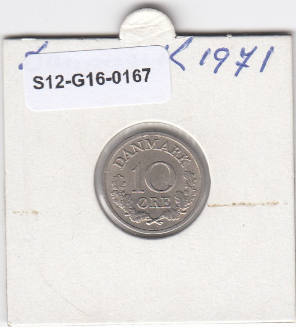 S12-G16-0167 Denemarken 10 öre 1971  XF KM# 849