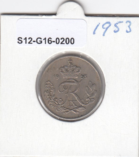 S12-G16-0200 Denemarken 25 öre 1953  VF KM# 842