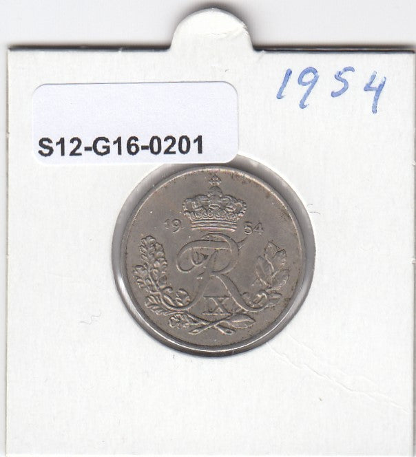 S12-G16-0201 Denmark 25 øre 1954  VF KM# 842