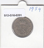 S12-G16-0201 Denmark 25 øre 1954  VF KM# 842